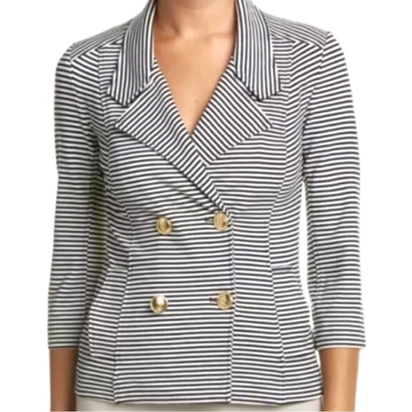 CAbi Jackets & Blazers - CAbi #823 Striped Life Jacket Nautical Double Breasted Gold Anchor Button Blazer
